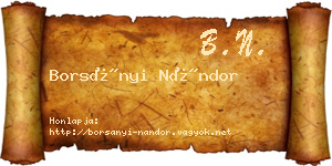 Borsányi Nándor névjegykártya